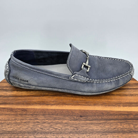Cole Haan Loafers Men\'s 11.5 M Blue Gray Leather Wyatt Bit Casual Driving Shoes